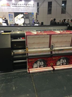 Διπλή μηχανή εκτύπωσης εξάχνωσης χρωστικών ουσιών ανεφοδιασμού μελανιού CMYK συνεχής για τις υφαντικές σημαίες