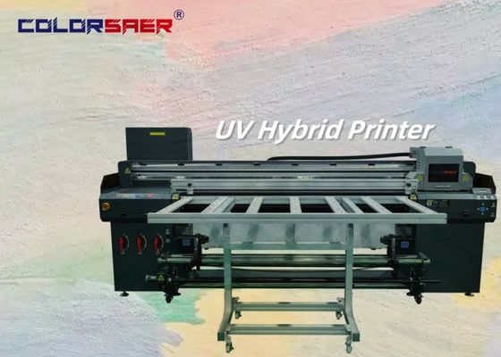 180cm πλάτος εκτύπωσης UV Roll to Roll & Flatbed Υβριδικός εκτυπωτής με 3 ή 4 τεμάχια κεφαλής εκτύπωσης οπτική CMYK βερνίκι