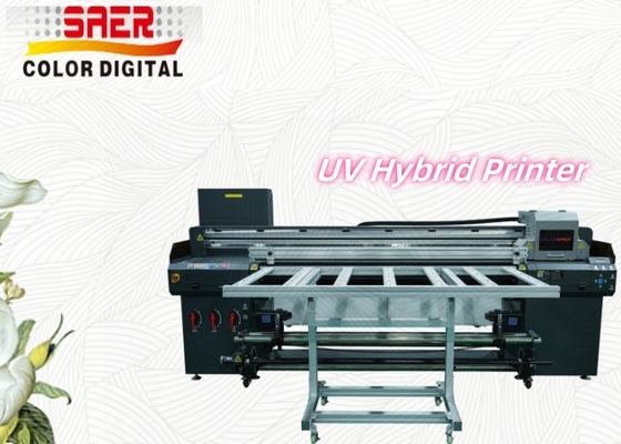SAER Flatbed And Roll to Roll Υβριδική συσκευή εκτύπωσης UV αυτοκόλλητων από γυαλί