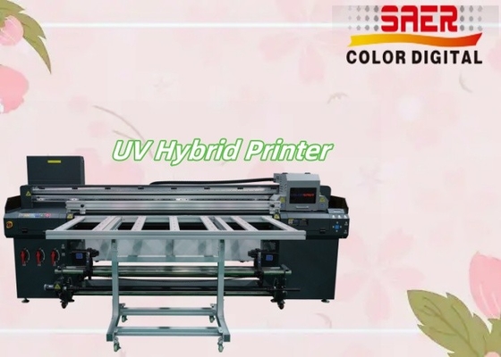 SAER Flatbed And Roll to Roll Υβριδική συσκευή εκτύπωσης UV αυτοκόλλητων από γυαλί