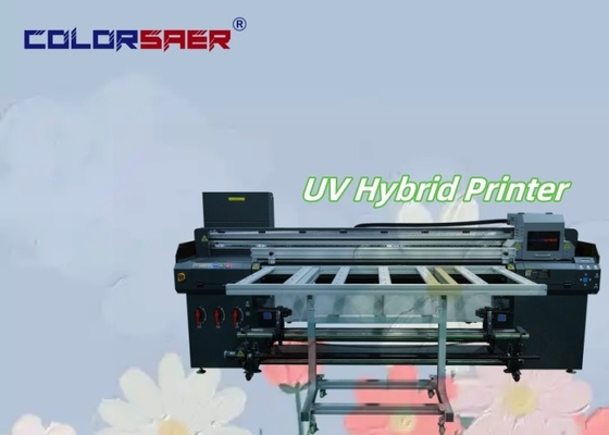 1.8m Μεγάλο μορφότυπο Flatbed και Roll to Roll Υβριδικός εκτυπωτής για διαφορετικά υλικά