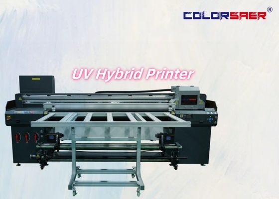 180cm πλάτος εκτύπωσης UV Roll to Roll & Flatbed Υβριδικός εκτυπωτής με 3 ή 4 τεμάχια κεφαλής εκτύπωσης οπτική CMYK βερνίκι